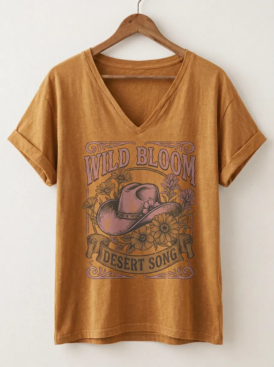 Cowboy-Hat Western Women's V-Neck T-Shirt