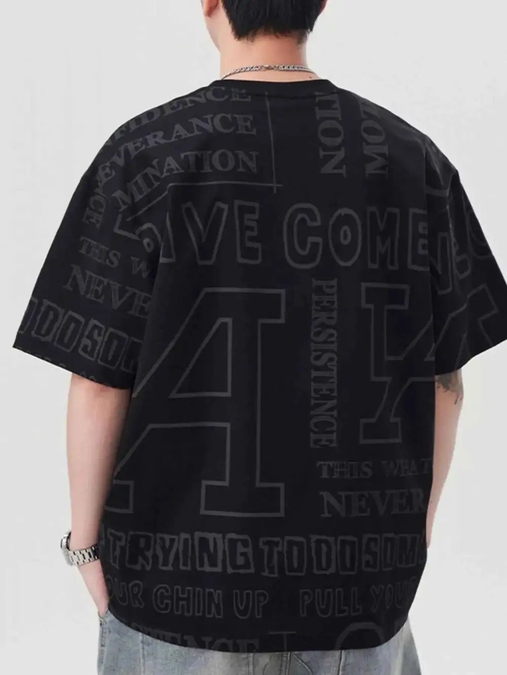 Modern Letter Round Neck Short Sleeve T-Shirt