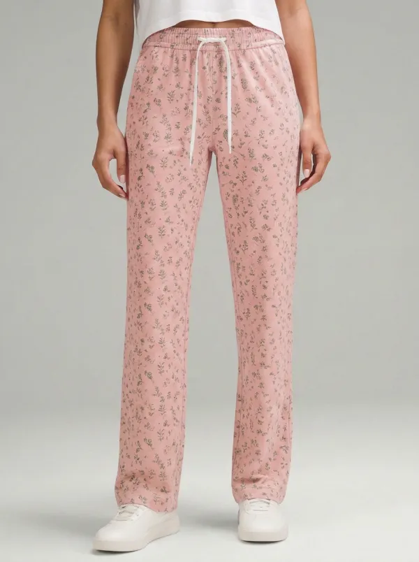Women's Casual Floral Botanical Printed Mid-Rise Straight Leg Pants