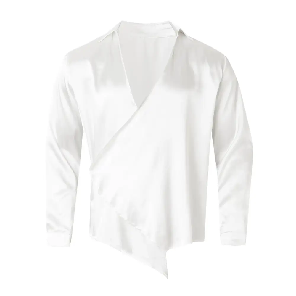 Simple Satin Wrap Blouse