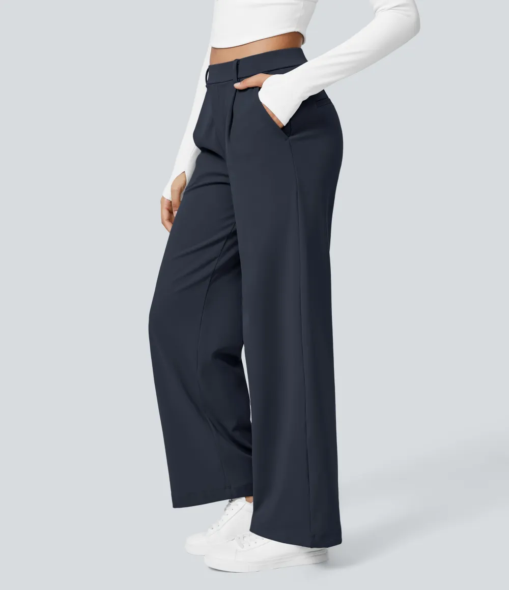 2026🔥  High Waisted Pocket Straight Leg Work Pants