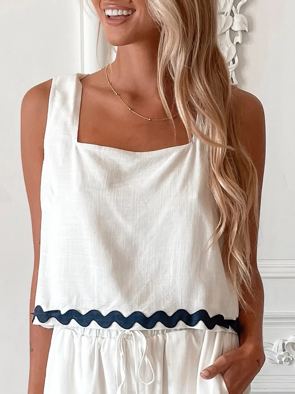 Beige Casual Style Gingham Top