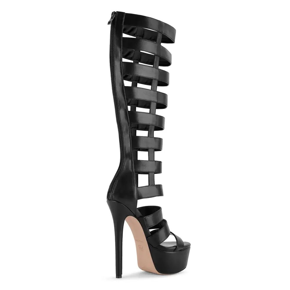Platform Gladiator Cutout Zipper Boot Sandals