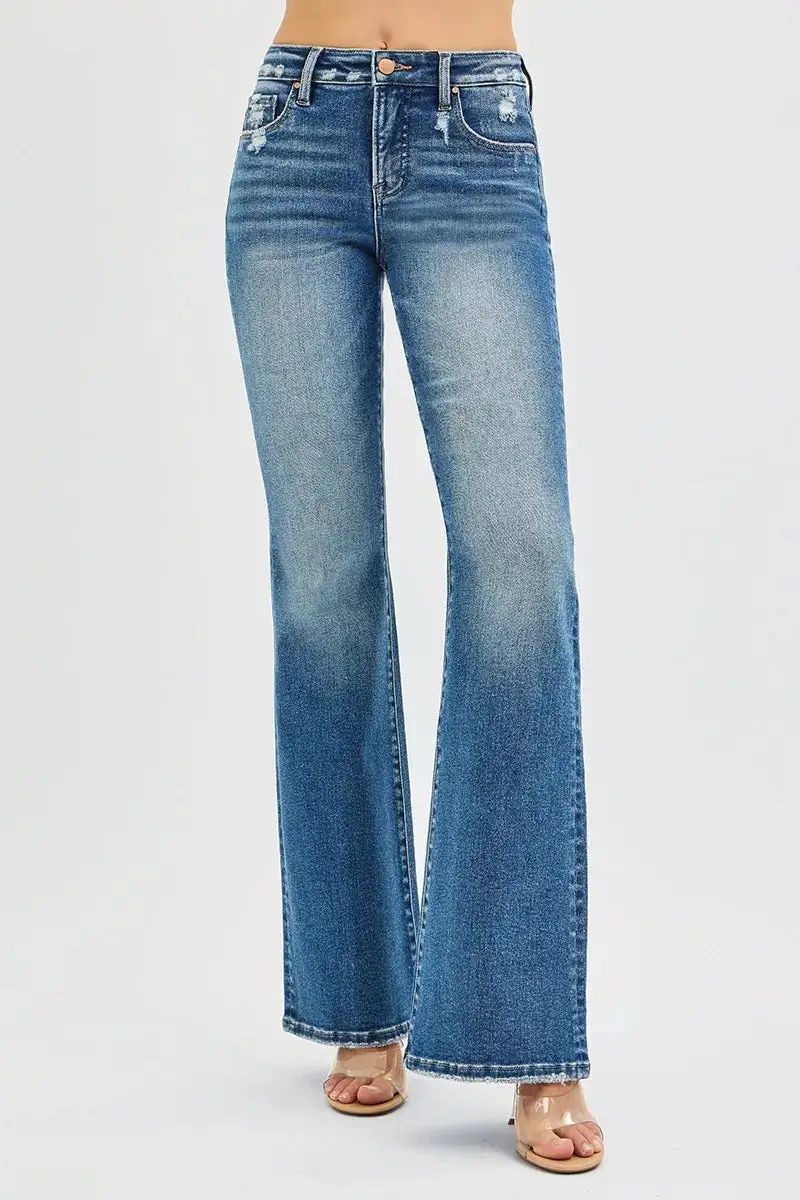 Clean High Waist Flare Leg Denim Jeans