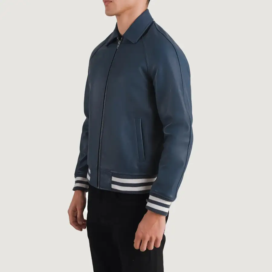 Men's Classic Rugged Leather Varsity Jacket