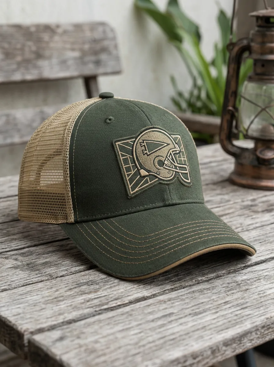 Men's Gridiron American Football Fan Helmet Graphic Printed Mesh Trucker Cap