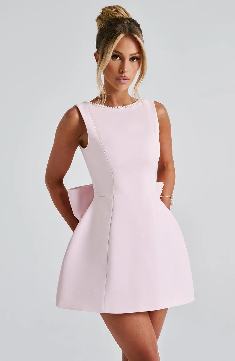 Structured Bow Back Mini Dress