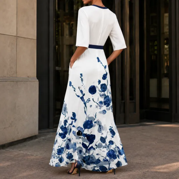 Contrast Wrap Maxi Dress