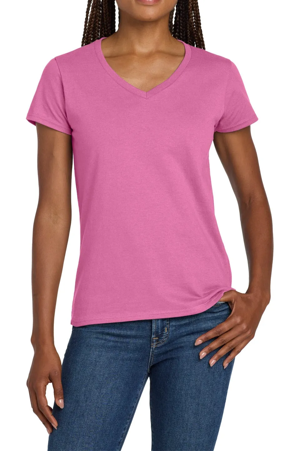 Women's Soft-Feel V-Neck Tall Heavyweight Cotton-Blend T-Shirt