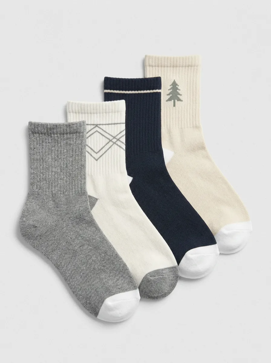 Tree Nature Men's Four-Pair Long Socks