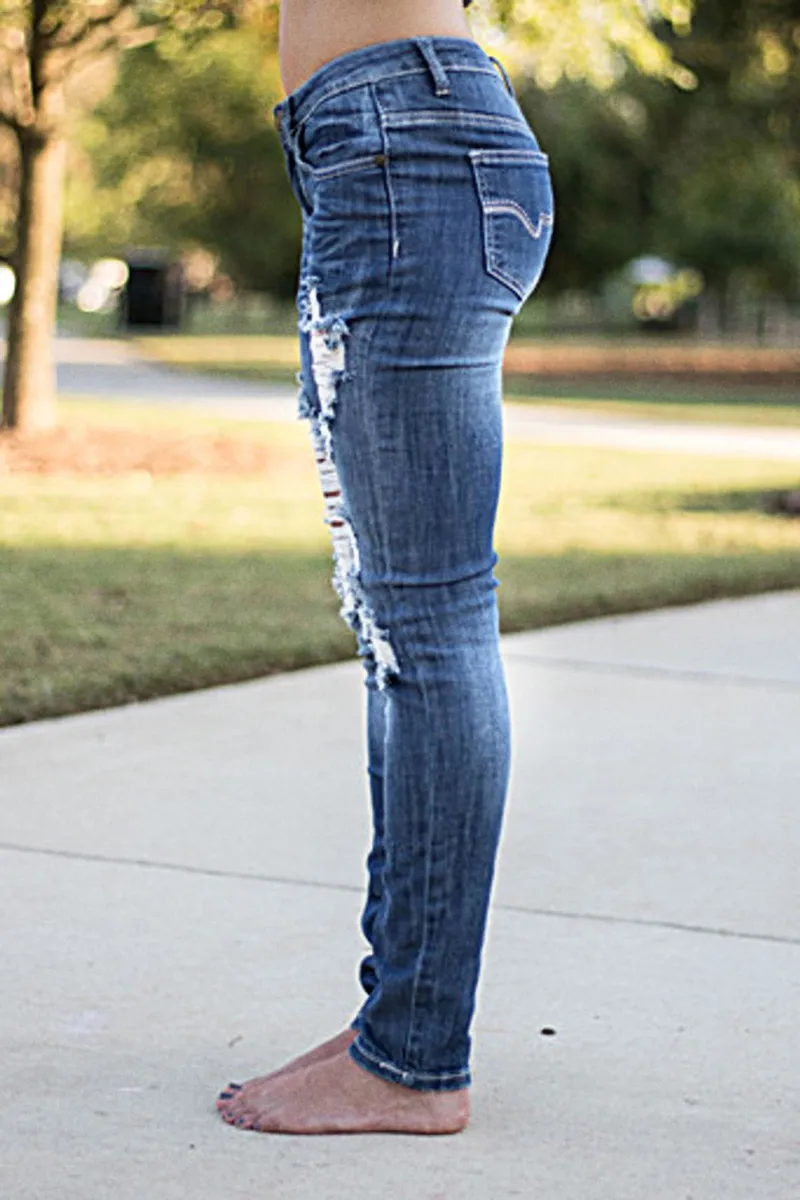 Distressed Low Rise Skinny Jeans