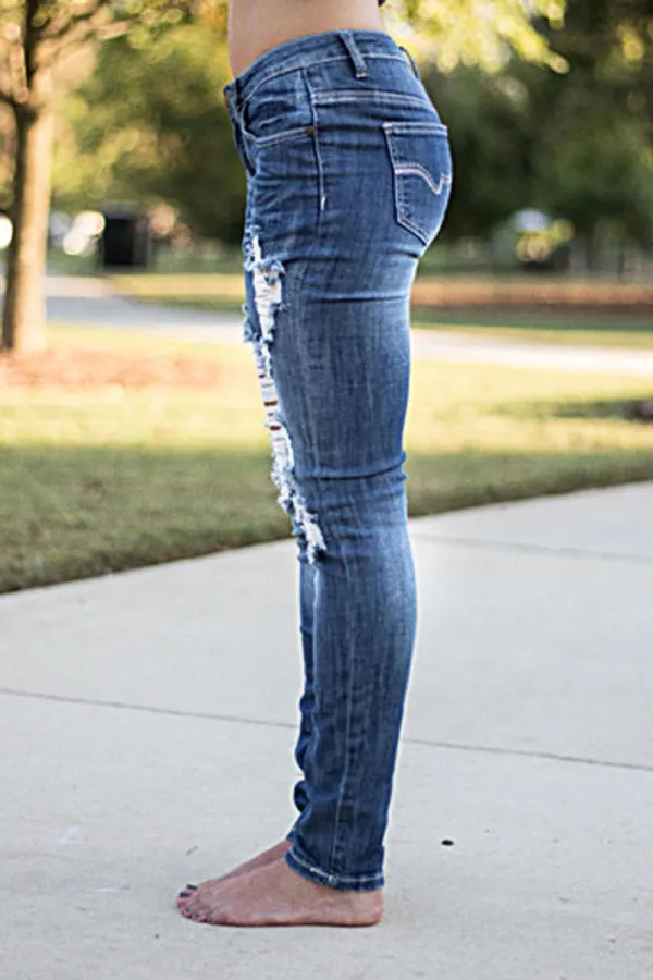 Distressed Low Rise Skinny Jeans