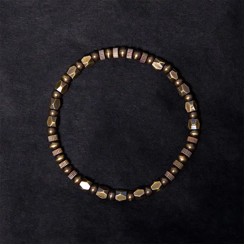 Retro Distressed Irregular Design Copper Brass Bracelet