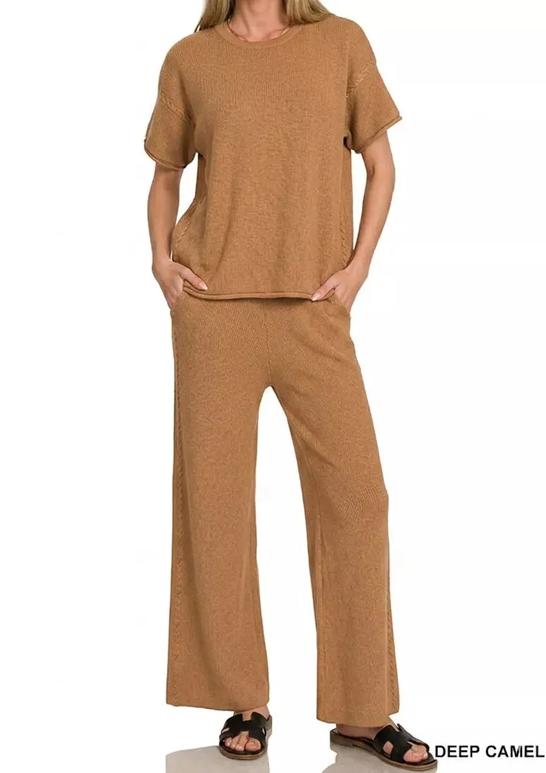 Soft Viscose Round Neck Top & Pants Set