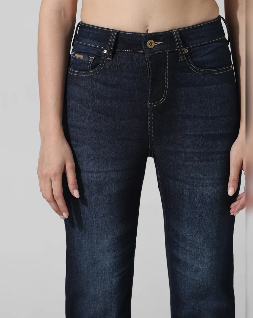 Blue Mid Rise Flared Jeans