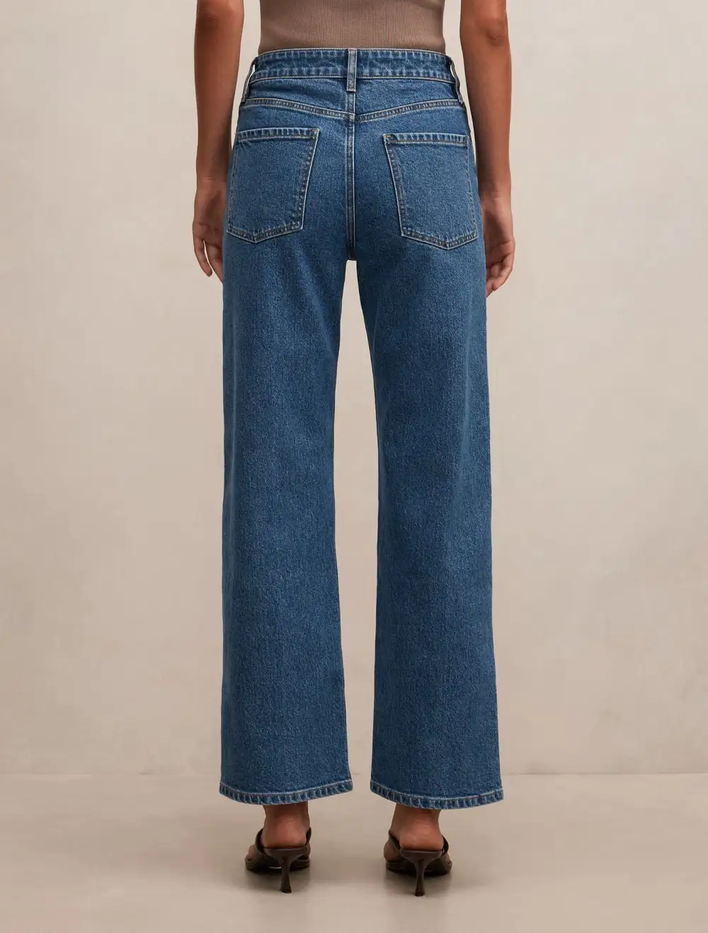 Blue Mid-Rise Straight Leg Jeans