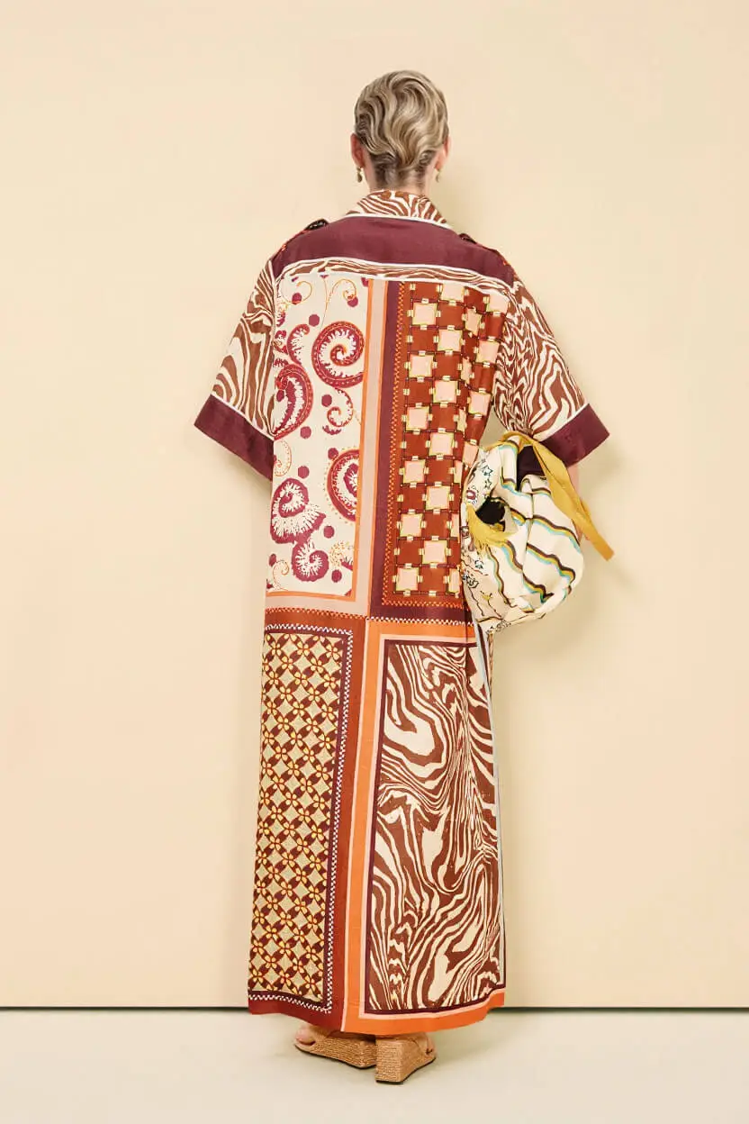 Block Print Side Pocket Maxi Dress