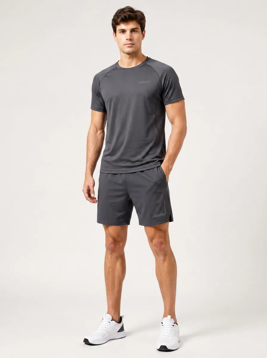 Men's Striped Printed Sports Set