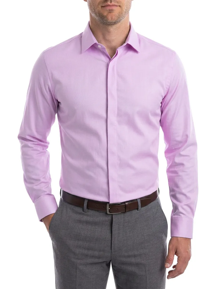 Men's Point-Collar Long-Sleeve Tailored-Fit Chest-Pocket Dress Shirt