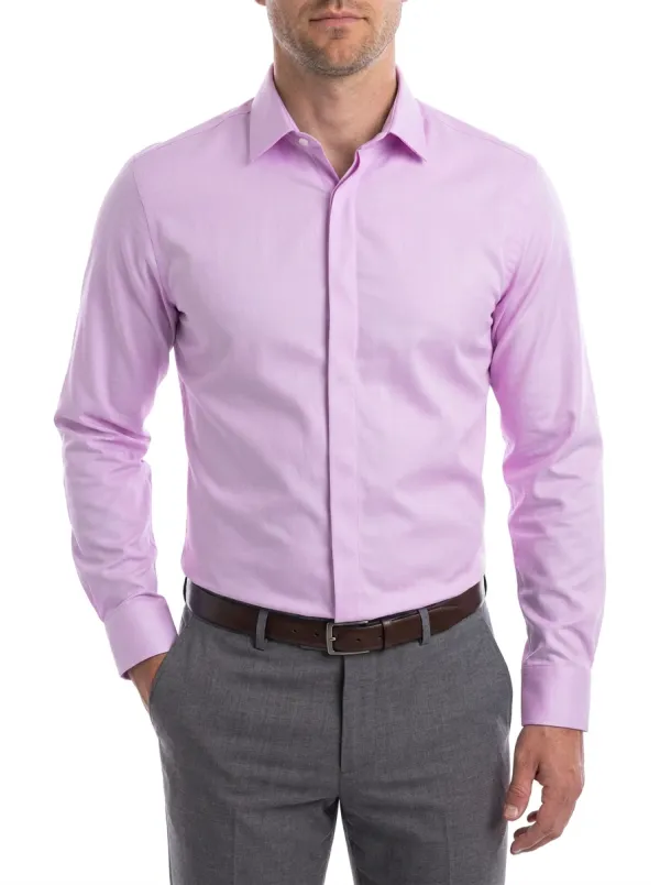 Men's Point-Collar Long-Sleeve Tailored-Fit Chest-Pocket Dress Shirt