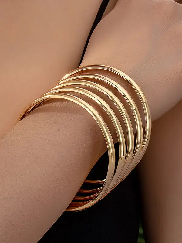 Layered Geometric Alloy Coordinated Jewelry Set
