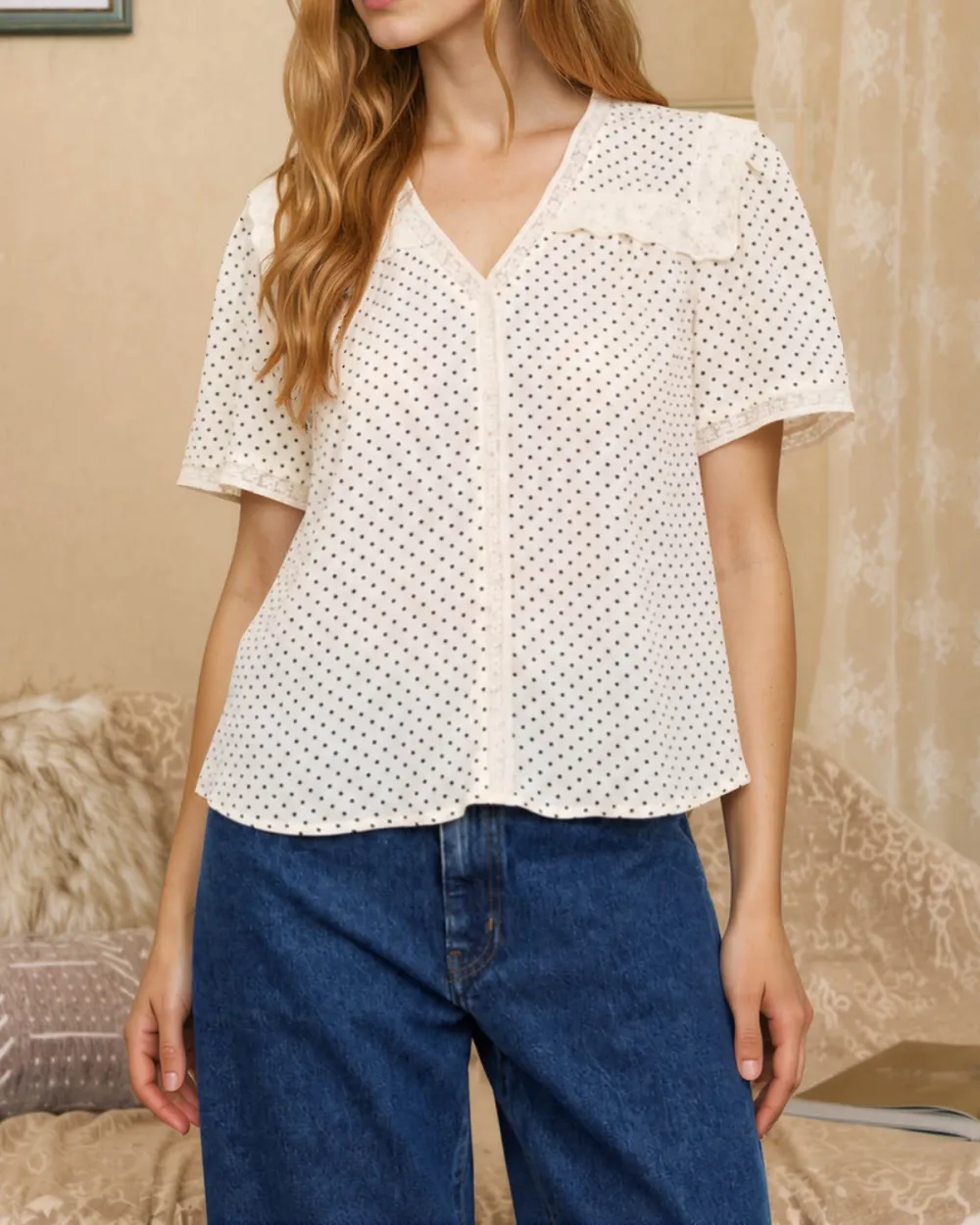 Polka Dot Lace Blouse
