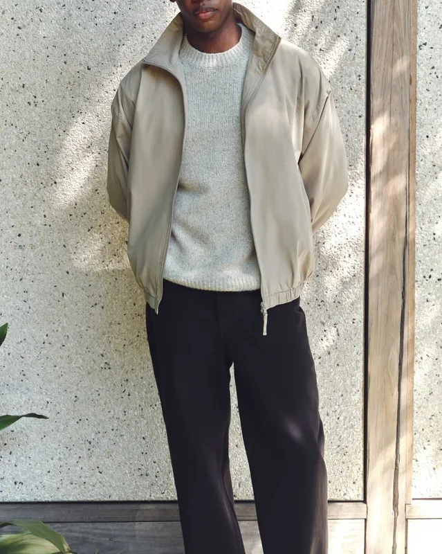 Ash Gray Cotton Stand Collar Jacket