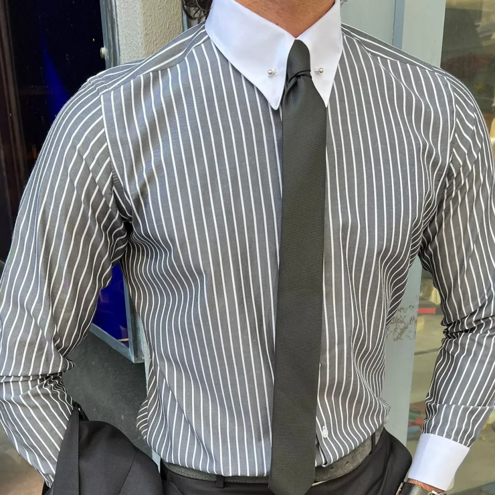 Contemporary Slim Fit Striped Cotton Casual Shirt