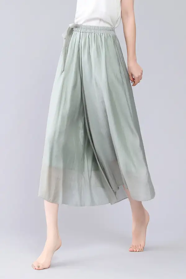 Modern Linen Cotton Palazzo Wide Leg High Waist Pocketed Trousers
