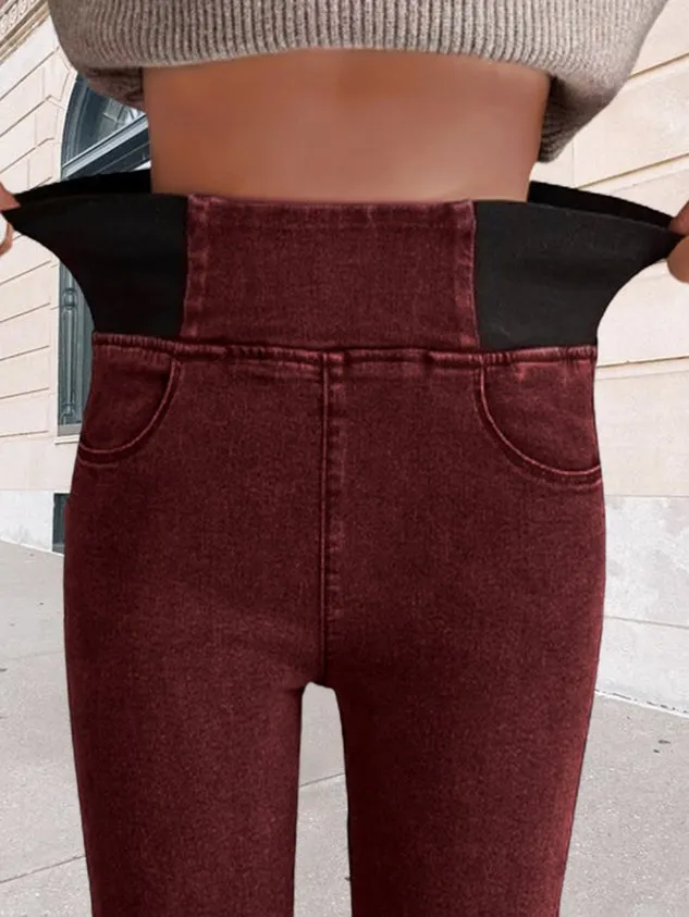 Women's Elasticity Waist Stretchy Loose Plain Denim Jeans