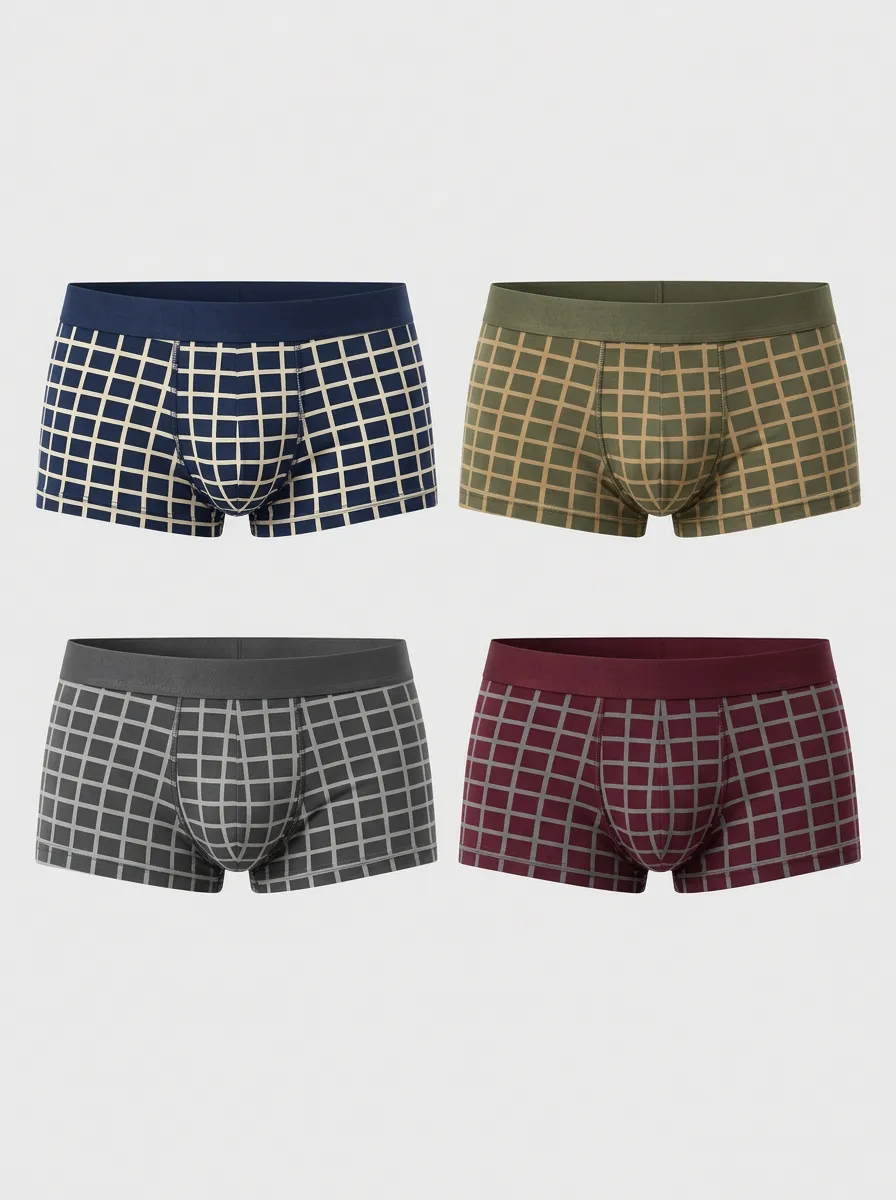 Men's Summit Grid Pattern Multi-Pack Printed Boxer Briefs