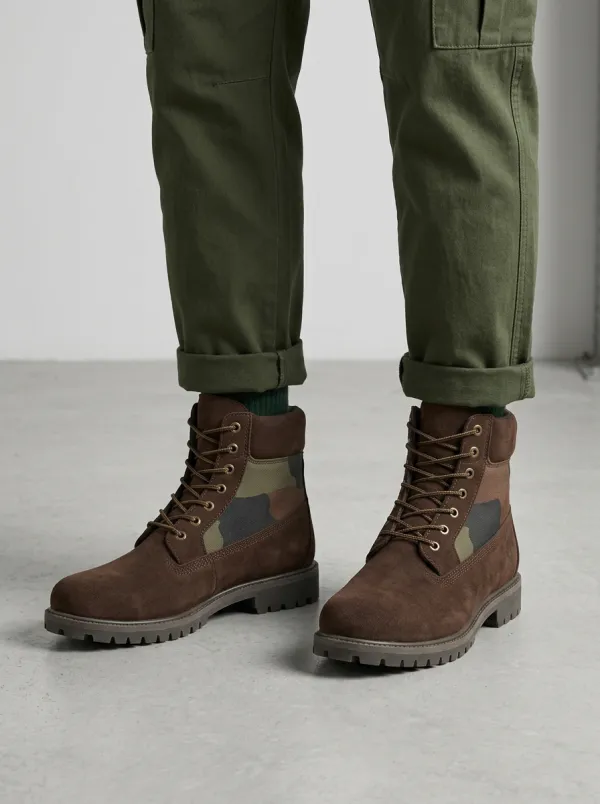 Unisex Camo Suede Print Work Boots