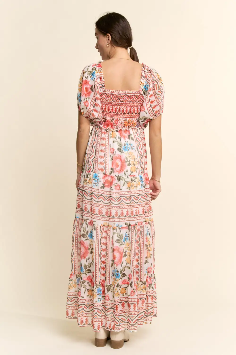 Refined Floral Chiffon Smocked Tiered Dress
