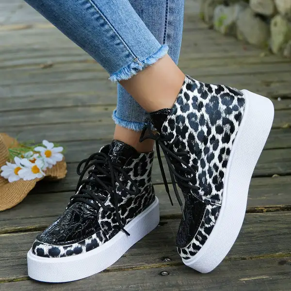 Leopard Print Platform Sneakers