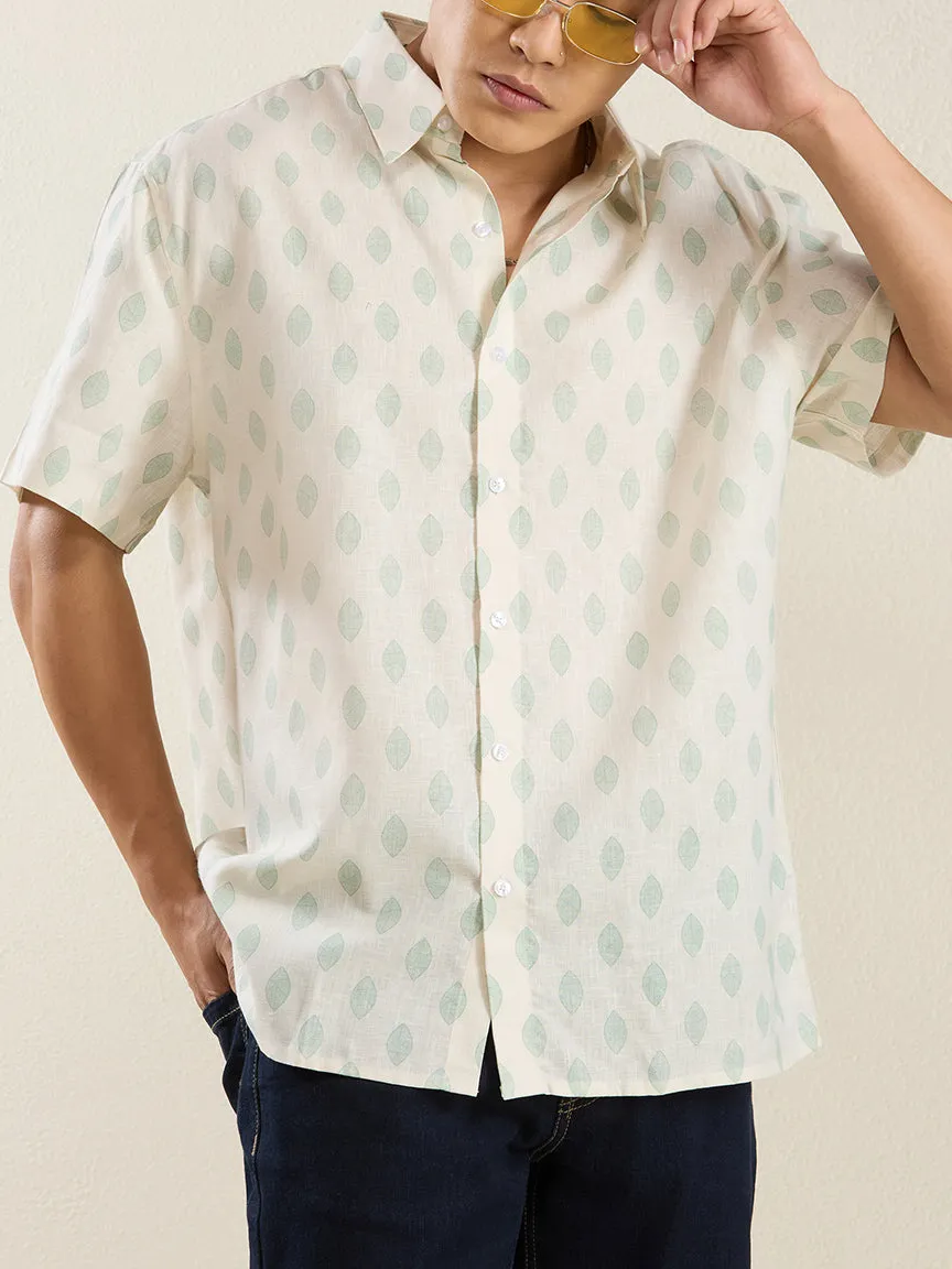 Active Printed Pure Linen Linen Men's Formal Shirt