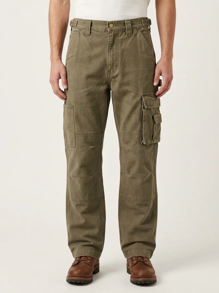 Men's Olive Green Utility Multi-Pocket Cargo Pants