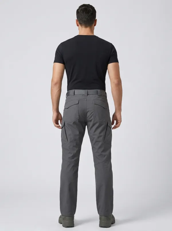 Men's Tactical Integrated-Belt Webbing-Belt Cargo-Pocket Articulated-Knee Knee-Panel Straight-Leg Cargo Pants