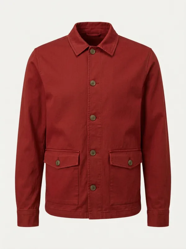 Men's Casual Olive Green Utility Button-Down Overshirt Jacket