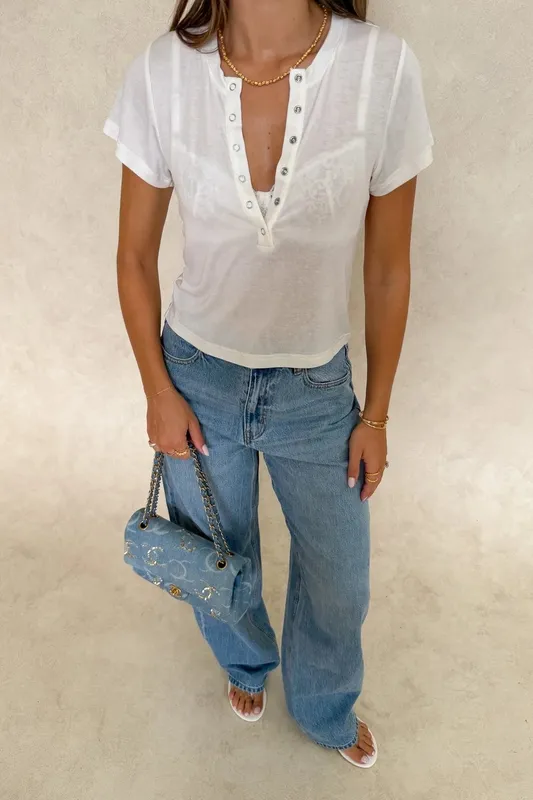 Ivory Ribbed Tee