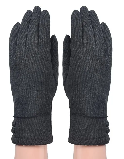 Button Detail Suede Gloves