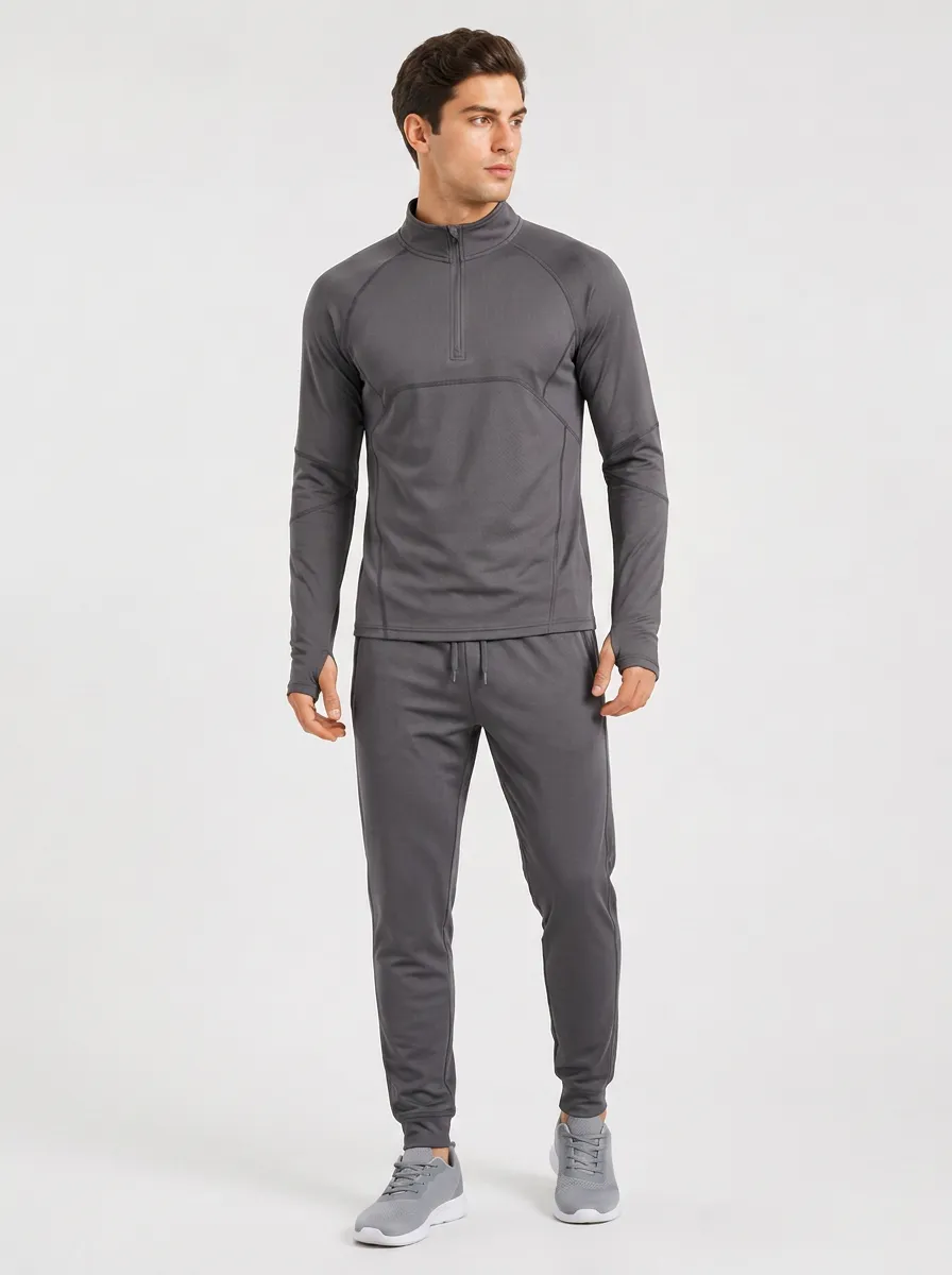 Men's Training Quarter Zip Fitness Athletic Set
