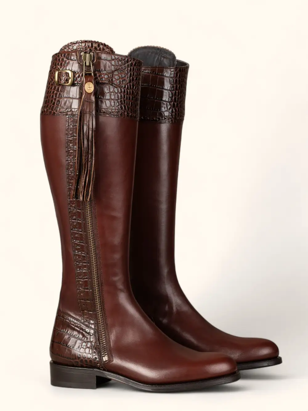 Sleek Country Mock Croc Tall Riding Boots