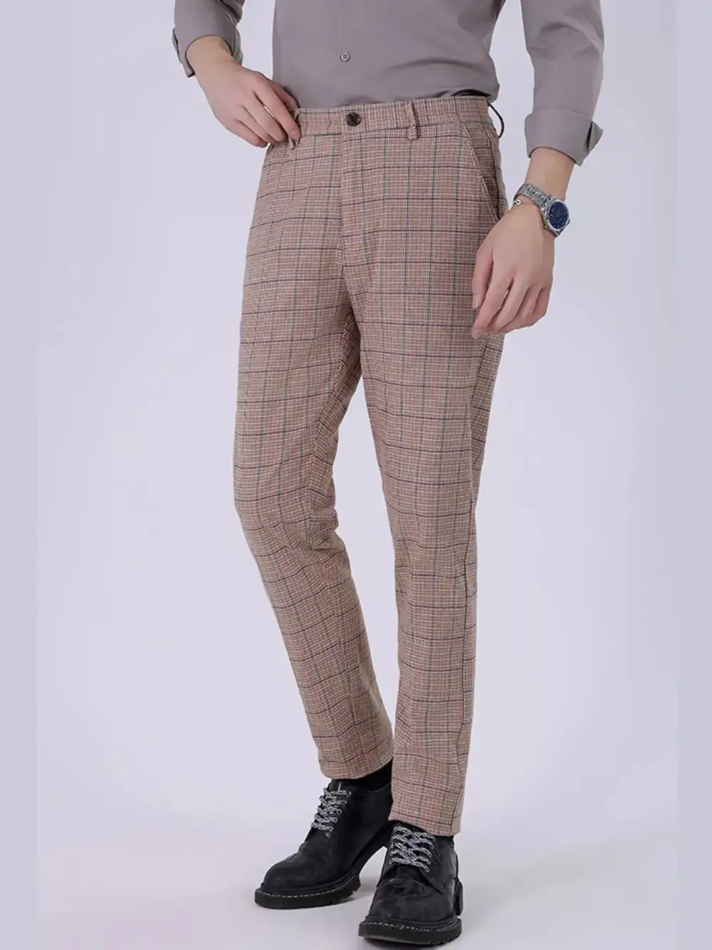 Slim Fit Plaid Pants