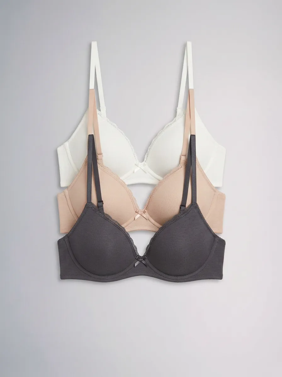 Relaxed Lace-Trim Women's Three-Piece Bra Set