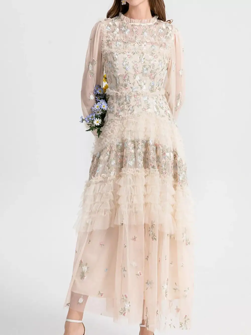Floral Tulle Maxi Dress