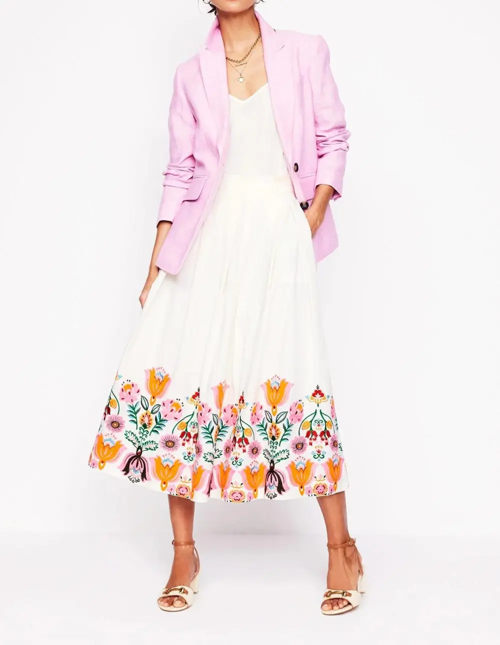 Verity Embroidered Linen Skirt