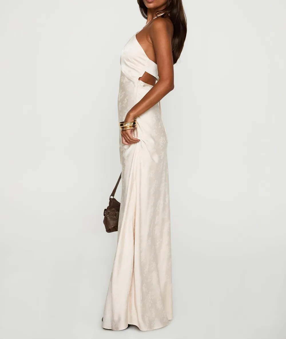 Textured Finish Halter Maxi Dress