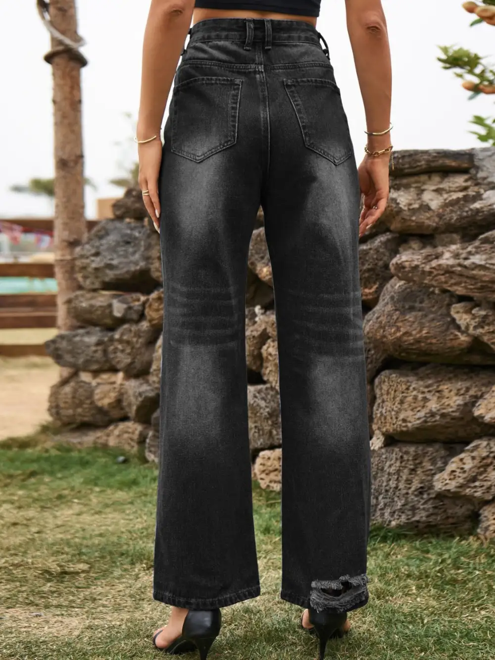 Clean Cut Drawstring Denim Jeans