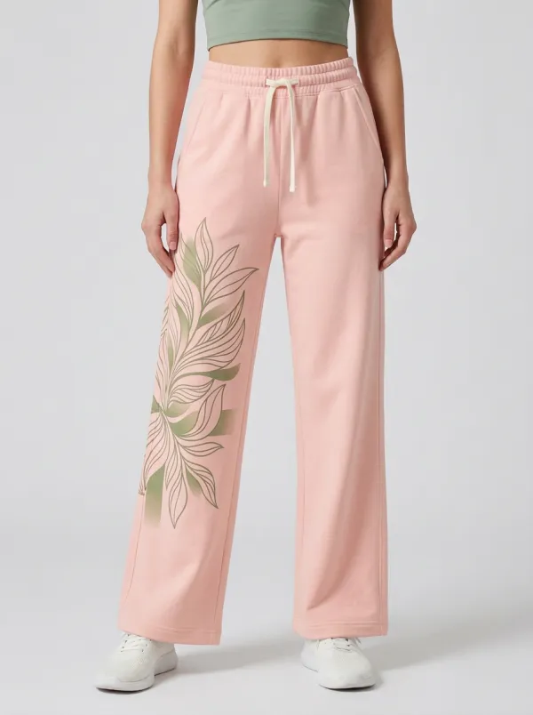Women's Botanical Leaf Pattern Graphic Sweatpants