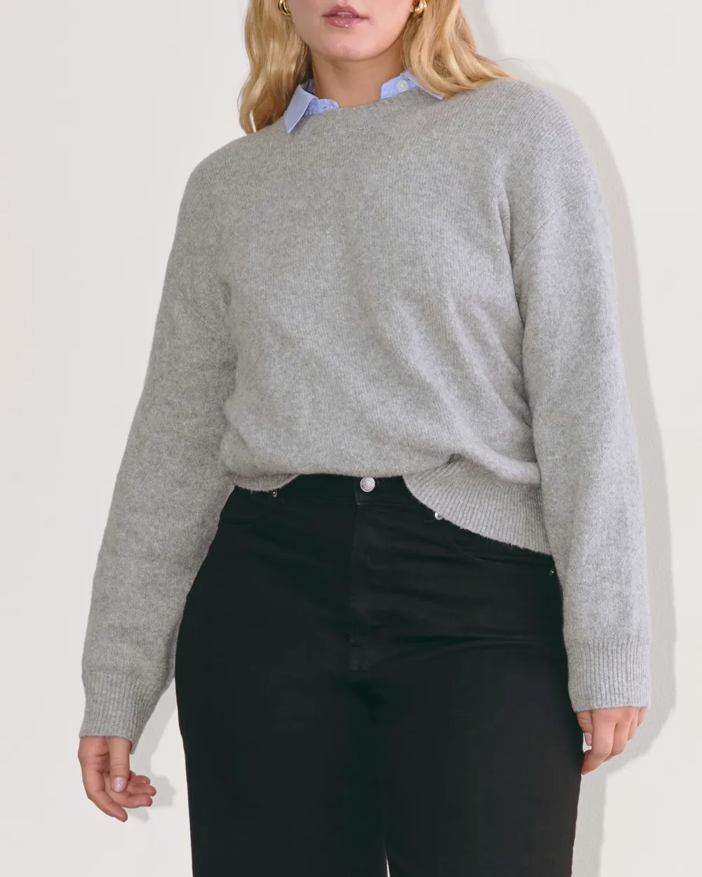 Heathered Grey Comfortable Knitted Sweater